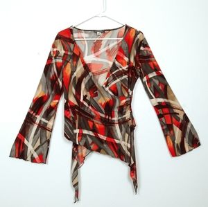 Jamie Nicole collection Women Top Front Wrap Abstract Color Size X-Large